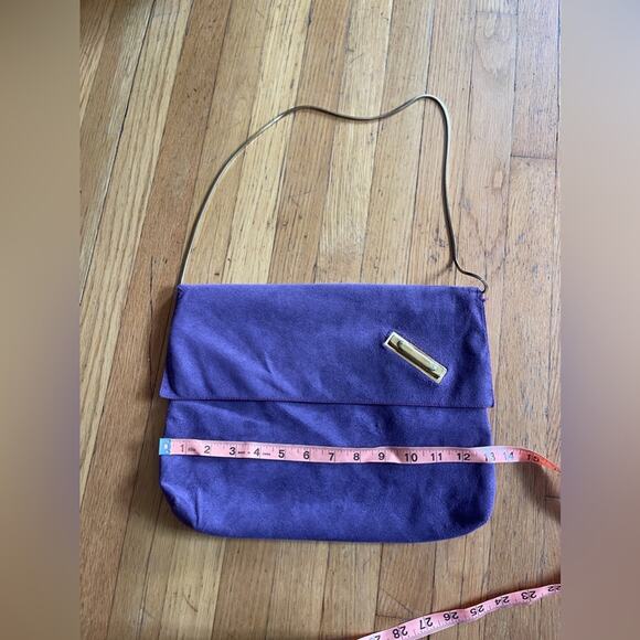 70s Vintage Purple Ultra Suede Purse w Chain Strap - Picture 13 of 13